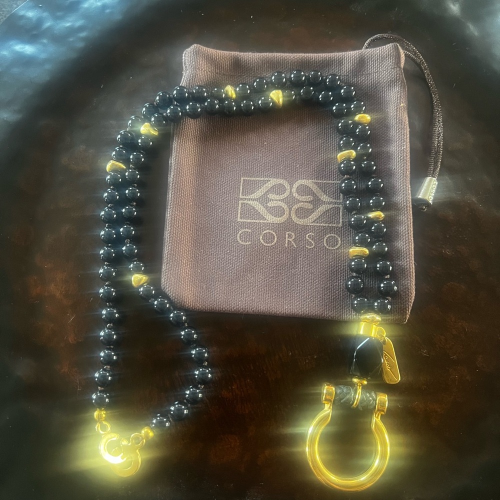 CORSO Black and Gold Beaded Necklace